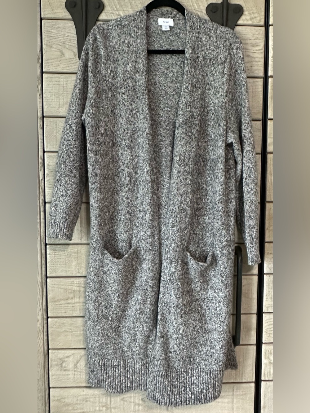 Old Navy Cozy Open-Front Black/White/Gray Long Cardigan Sweater - Women's 1X